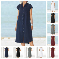 Damen Midi-Kleid mit komfortablem Hemdkragen und praktischen Seitentaschen WW