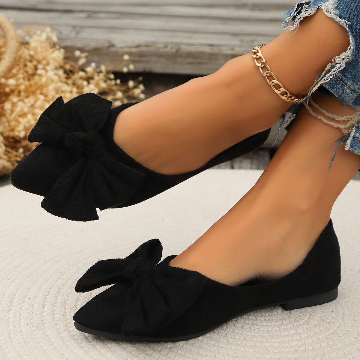 Damen Ballerina-Schuhe mit elegantem Schleifendetail und rutschfester Sohle WW