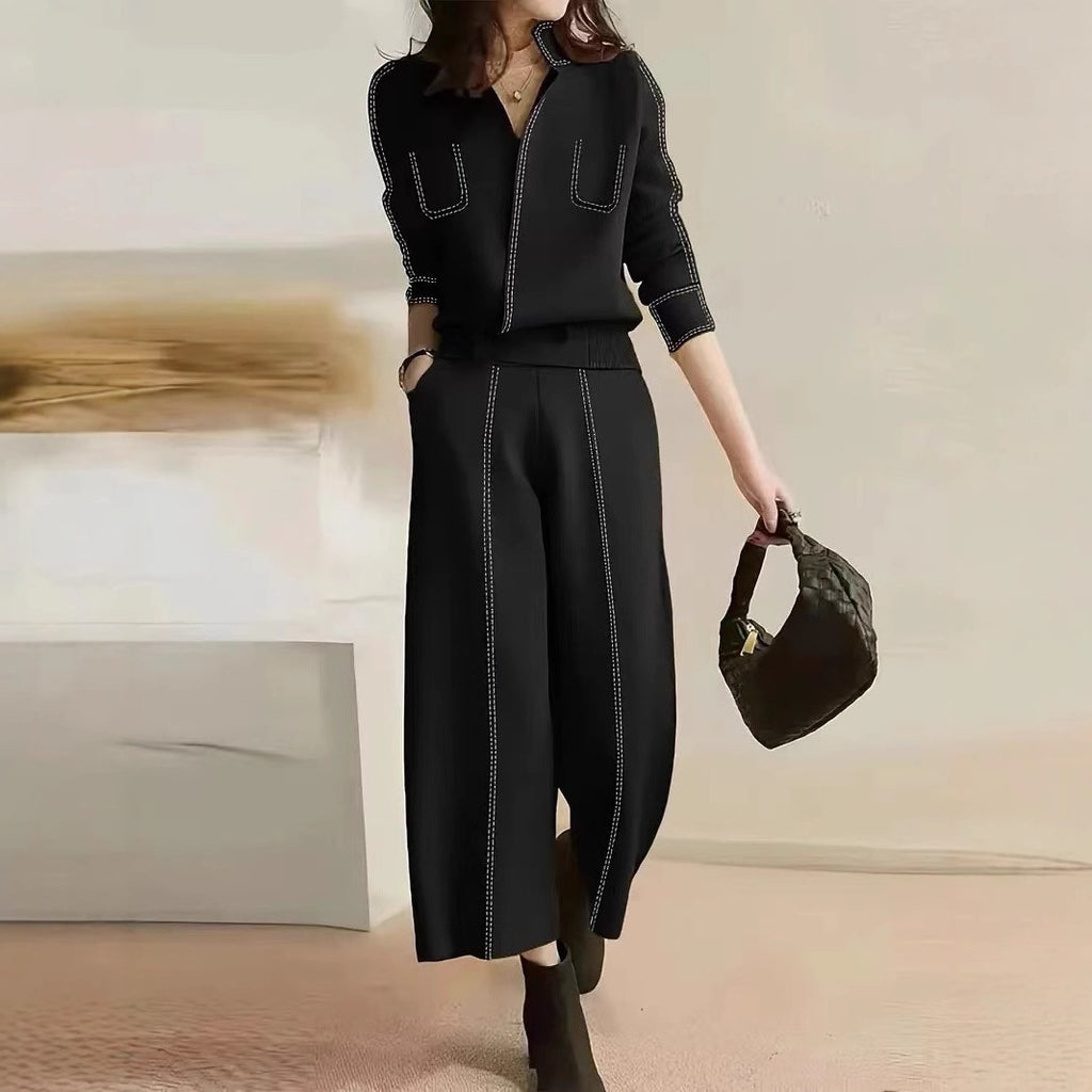 Damen elegante Culotte mit dekorativen Steppnähten WW