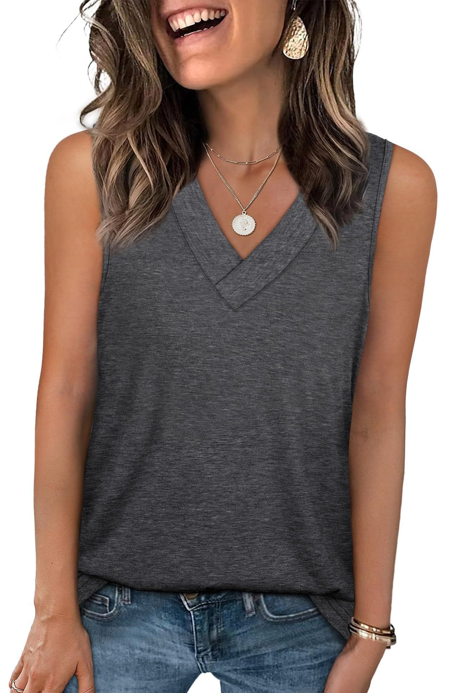 Damen Relaxed Fit V-Ausschnitt Tanktop WW