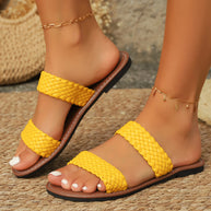 Damen geflochtene Sommer-Pantoletten mit ergonomischem Fußbett und rutschfester Sohle WW