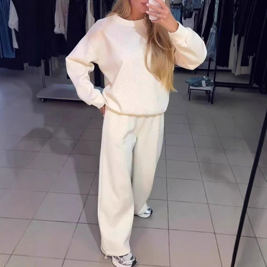 Damen Sportliches Lounge-Set mit gepunktetem Muster und elastischem Bund WW