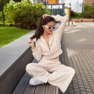 Damen Sportliches Hoodie- und Jogginghose-Set mit hohem Bund WW