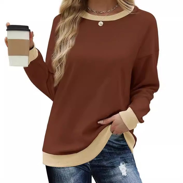 Damen bequemer Sweatshirt mit Raglanärmeln und dekorativem Kragen WW