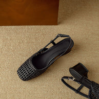 Damen Slingback Sandalen mit geflochtenem Design und elegantem Blockabsatz WW