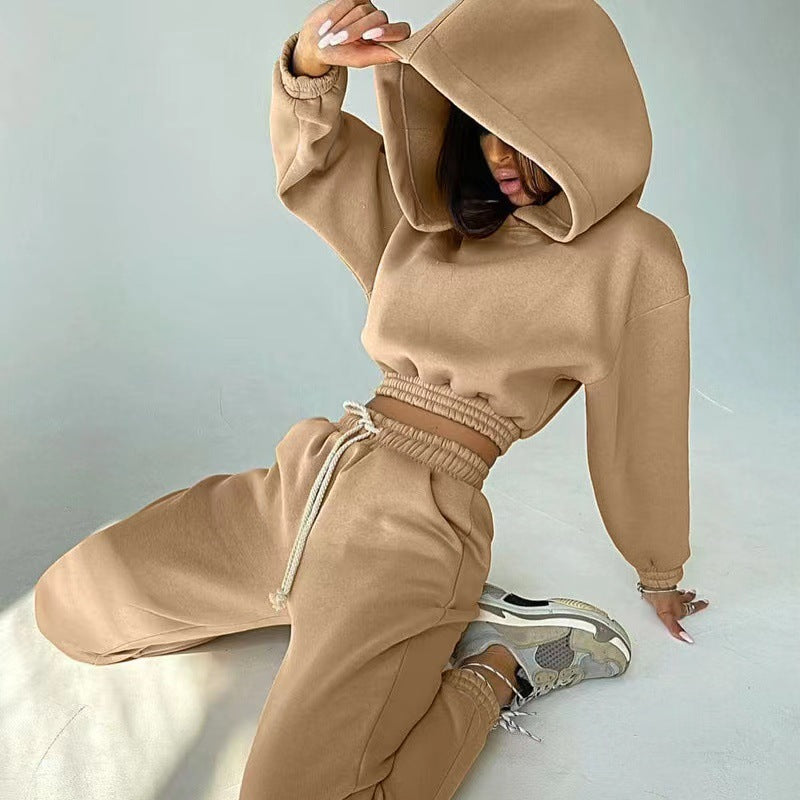 Damen sportliches und lässiges Hoodie-Set mit weitem Schnitt WW