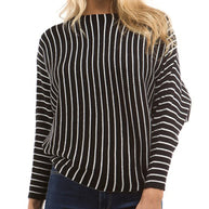 Damen Strickpullover mit geometrischem Rippdesign und trendigen Streifen WW