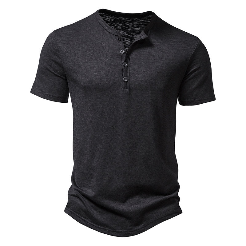 Herren Relaxed Fit Kurzarm Henley-Shirt W&W Mode