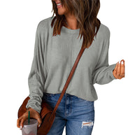 Damen lässiges Sweatshirt mit weitem Schnitt und strukturiertem Material WW