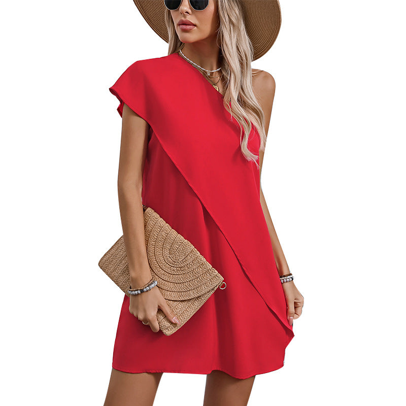 Damen asymmetrisches Party-Kleid mit einem Schulterdesign WW