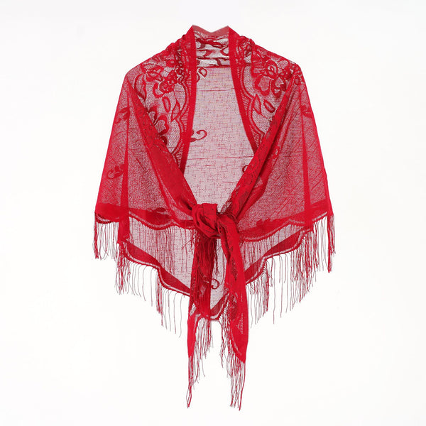 Damen Eleganter Chiffon-Schal mit kunstvollen Fransen WW