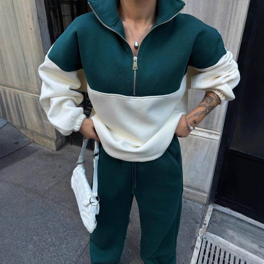 Damen Relaxed-Fit Sweatshirt und komfortable Sporthose Set WW