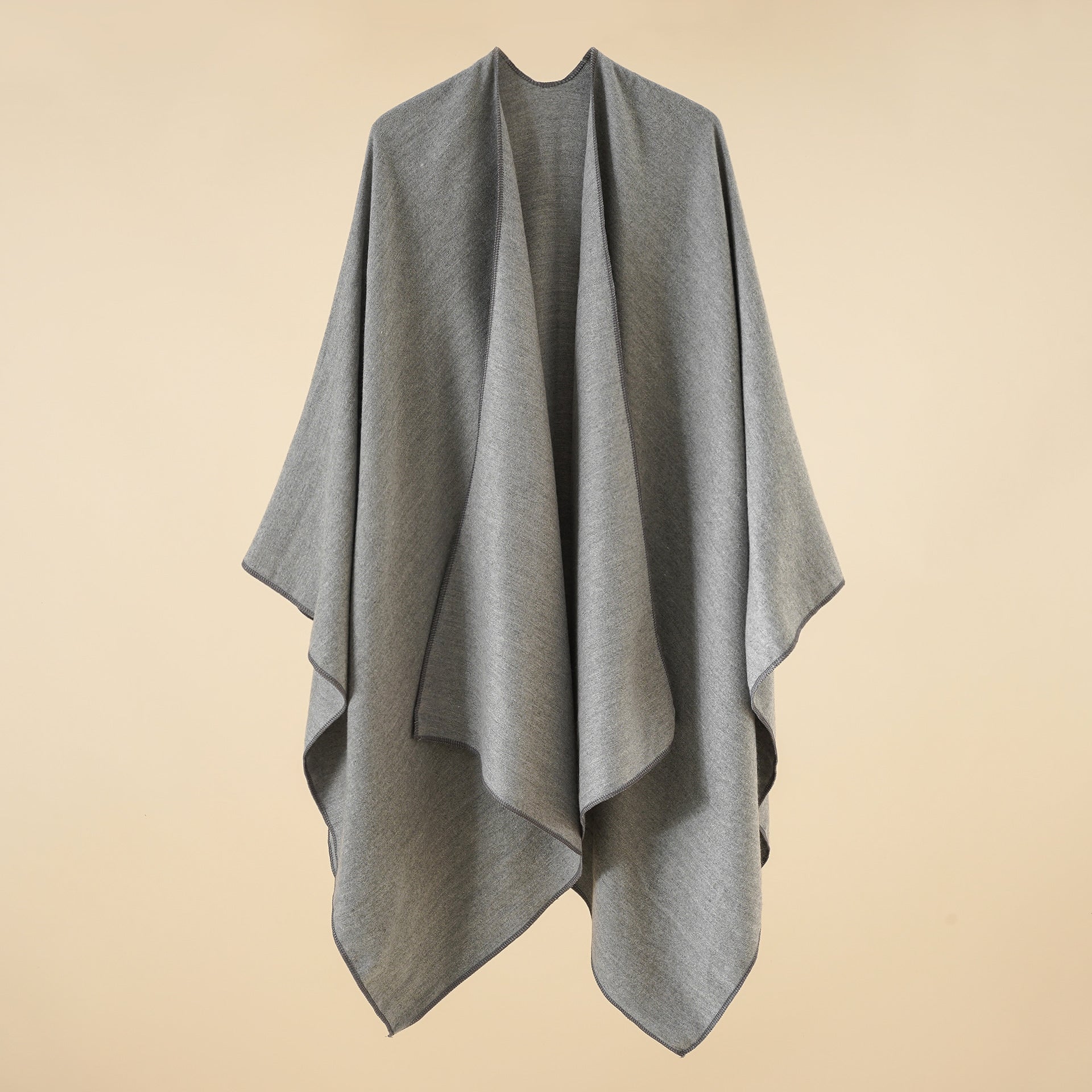 Damen Eleganter Wickelp Poncho aus weichem Wollmix WW