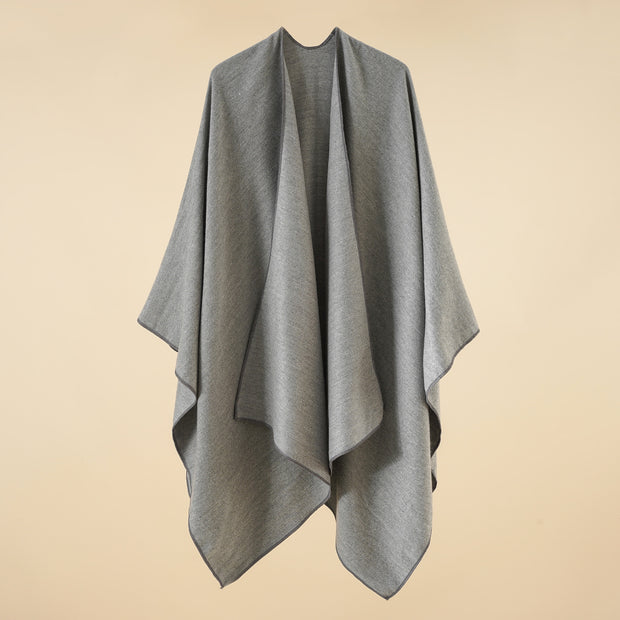 Damen Eleganter Wickelp Poncho aus weichem Wollmix WW