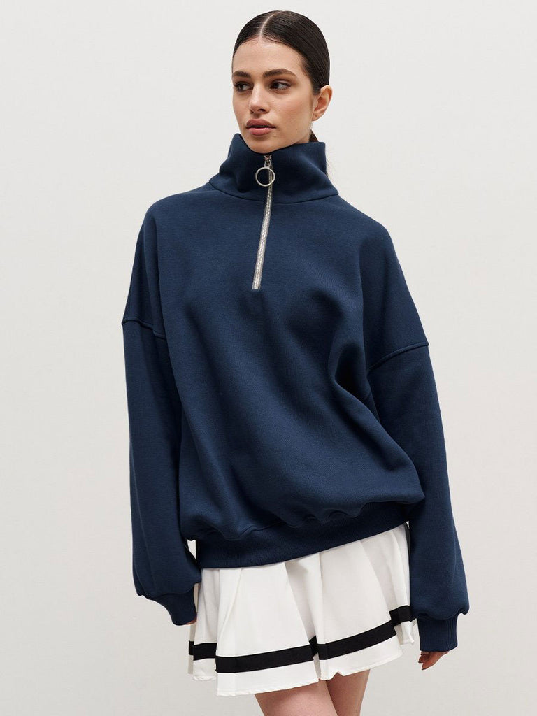 Damen Sweatshirt mit Zip-Kragen und lässigem Schnitt WW