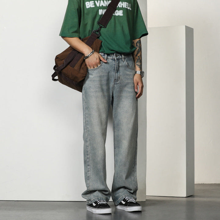 Herren entspannte Bootcut-Jeans mit hohem Bund und lässigem Schnitt W&W Mode
