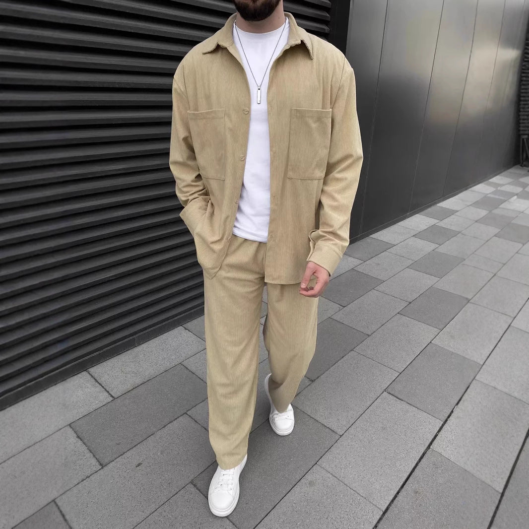Herren Freizeitanzug mit modischem Streifenmuster und praktischen Taschen WW