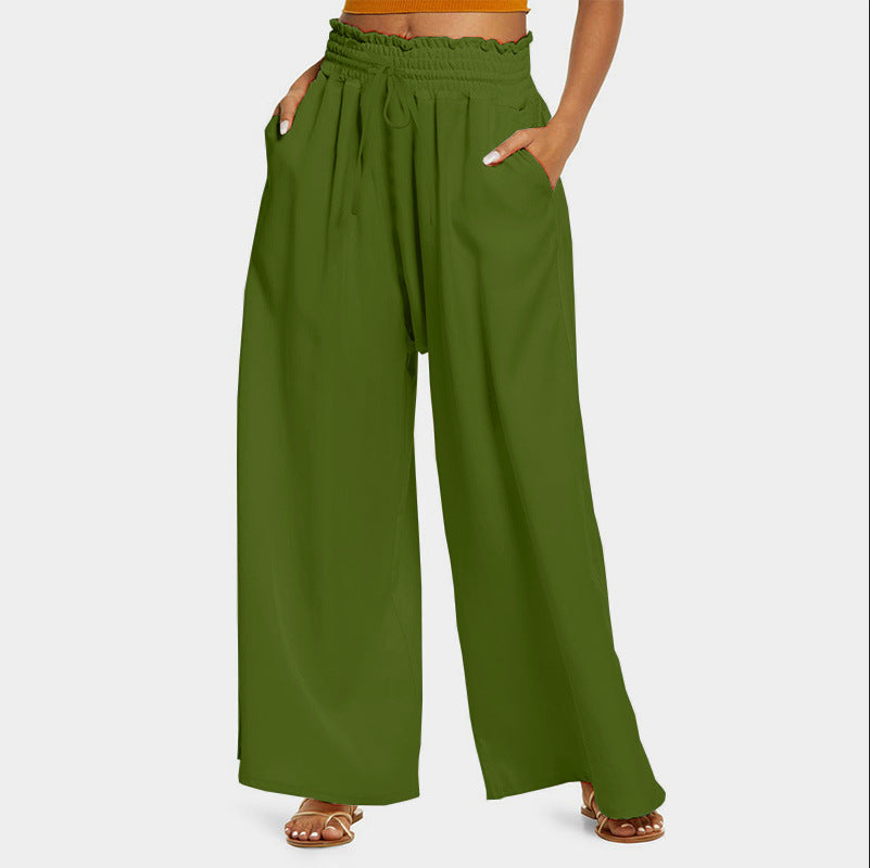 Damen Weit geschnittene Hose mit elastischem Bund und praktischen Taschen WW