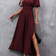 Damen maxikleid mit fließendem Schnitt und eleganten Ärmeln WW