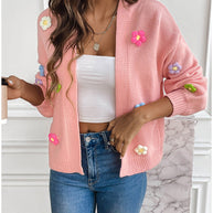 WW | Handgehäkelter floral gestrickter Cardigan