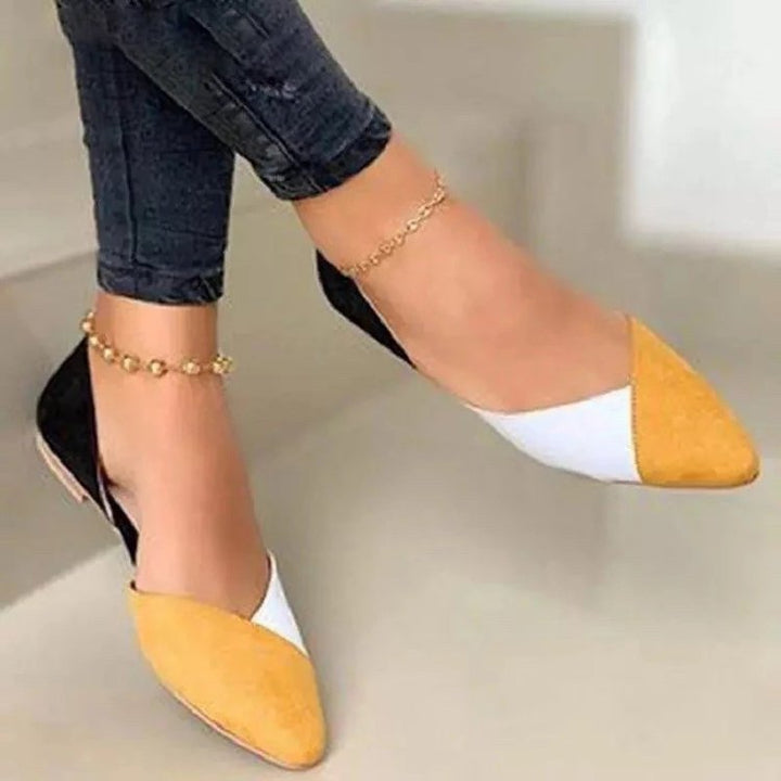 Damen elegante Ballerinas mit spitzem Zehenbereich und modischem Farbblockdesign W&W Mode