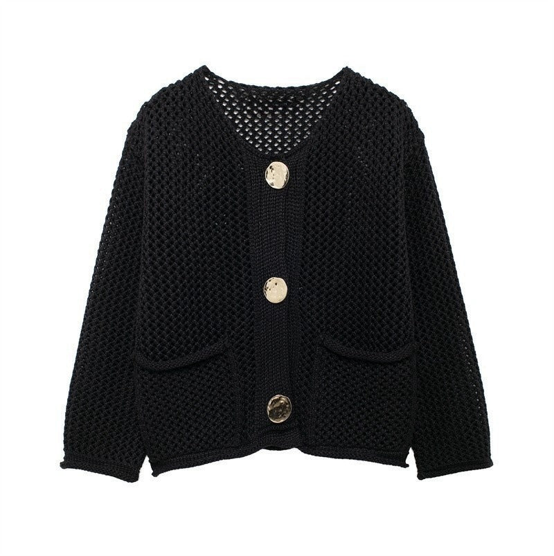 Damen Strickjacke mit offener Maschenstruktur und komfortablen Taschen WW