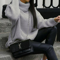 Damen Oversized Pulli mit hohem Kragen und Struktur WW