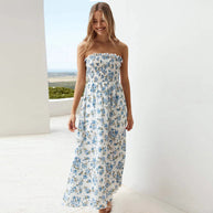 Damen Sommerliches Maxikleid mit schmalem Oberteil und Blumenprint WW