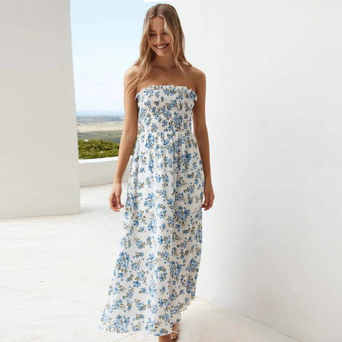 Damen Sommerliches Maxikleid mit schmalem Oberteil und Blumenprint WW