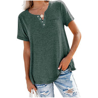 Damen Freizeit T-Shirt mit Knopfleiste und Brusttasche WW
