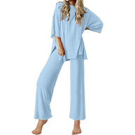 Damen Bequemer Schlafanzug mit Weitem Schnitt und Kurzarm WW