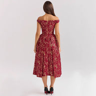Damen Abendkleid mit schulterfreiem Design und exquisite Spitze WW