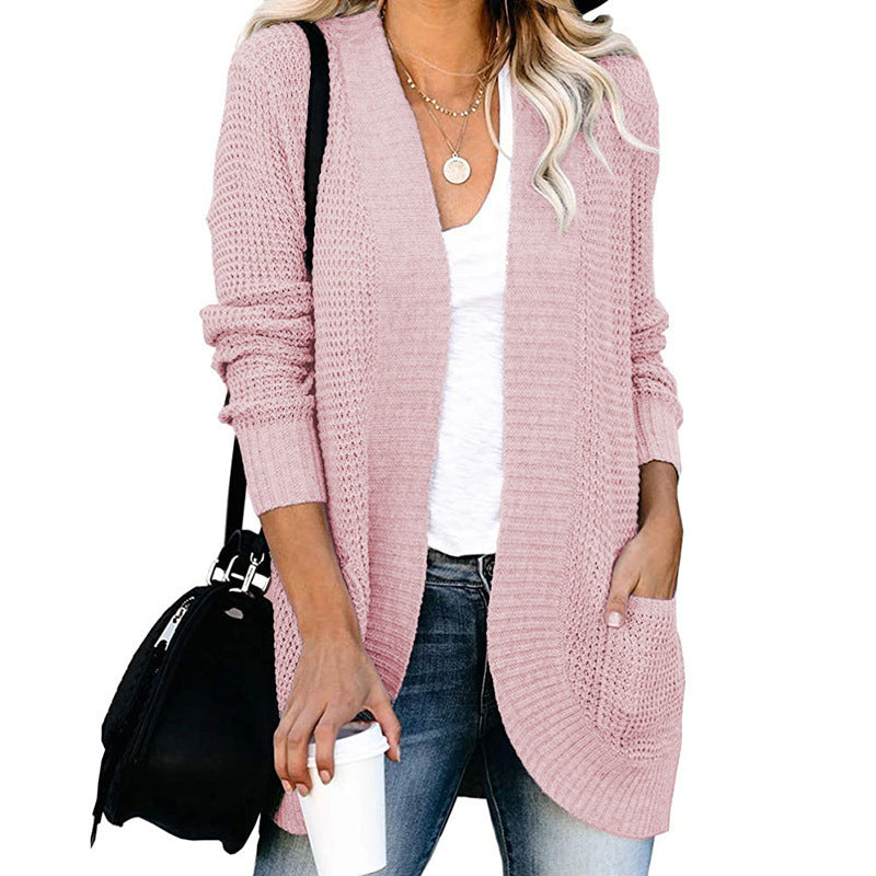 Damen Strickjacke mit offenem Schnitt und seitlichen Taschen WW