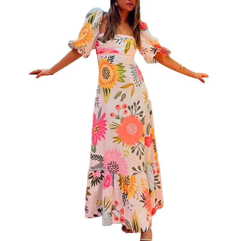 Damen Maxi-Kleid mit floralen Mustern W&W Mode