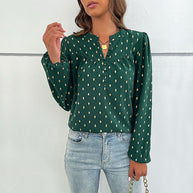 Damen Bluse mit dekorativen Knöpfen und eleganter Raffung WW