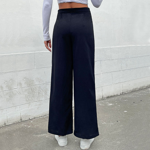 Damen Weite Hose mit dekorativen Knöpfen WW