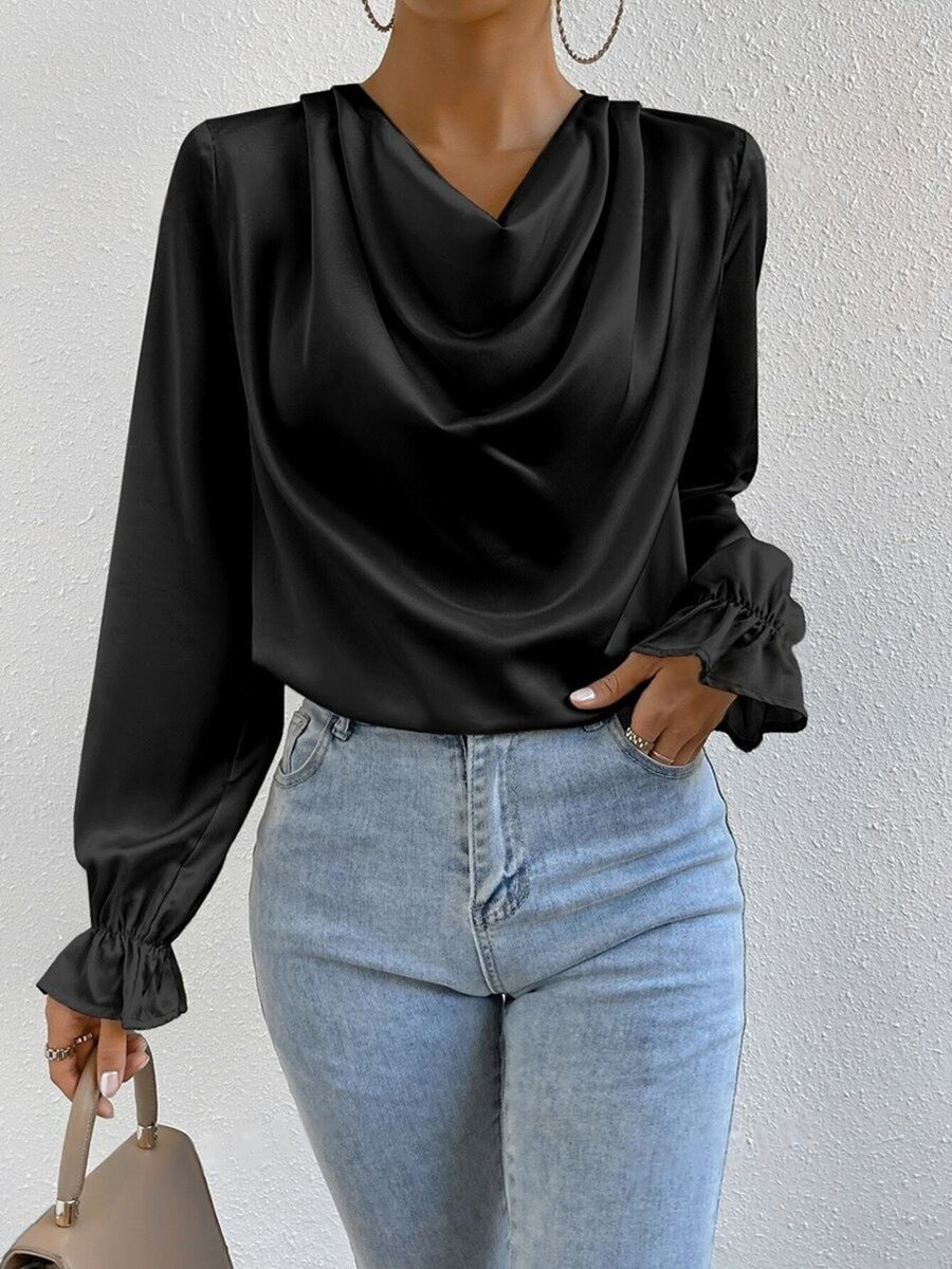 WW | Satin Langarmbluse Top