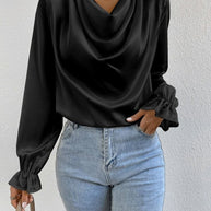 WW | Satin Langarmbluse Top