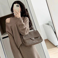 Damen Strickensemble mit weitem Schnitt und V-Ausschnitt WW