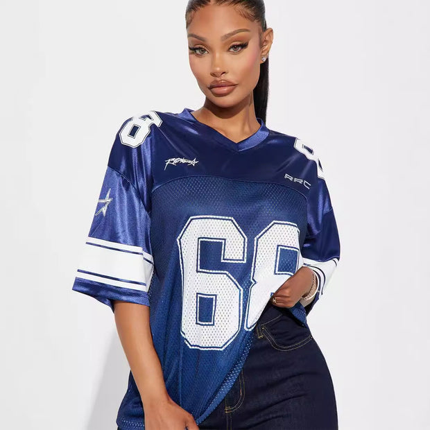 WW | Lockeres Sportliches Kurzarm-Jersey-T-Shirt