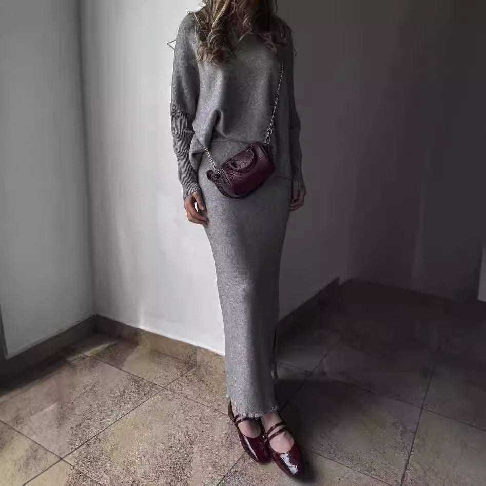 Femme Chic Strick Maxi Kleid Set WW