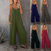 Damen Lässiger Jumpsuit mit weitem Schnitt und praktischen Taschen WW