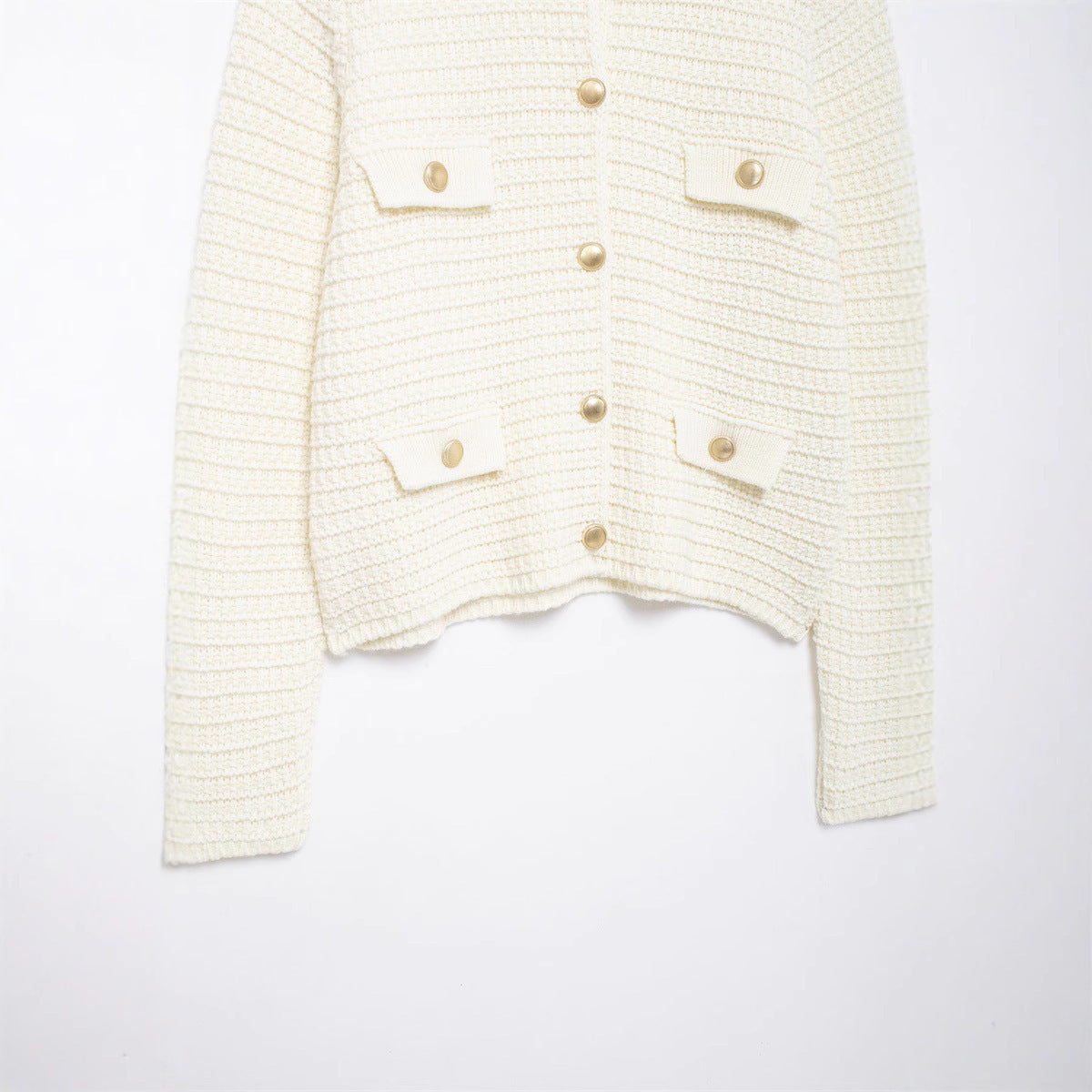 Damen Strickjacke mit Taschen und Knopfverschluss WW