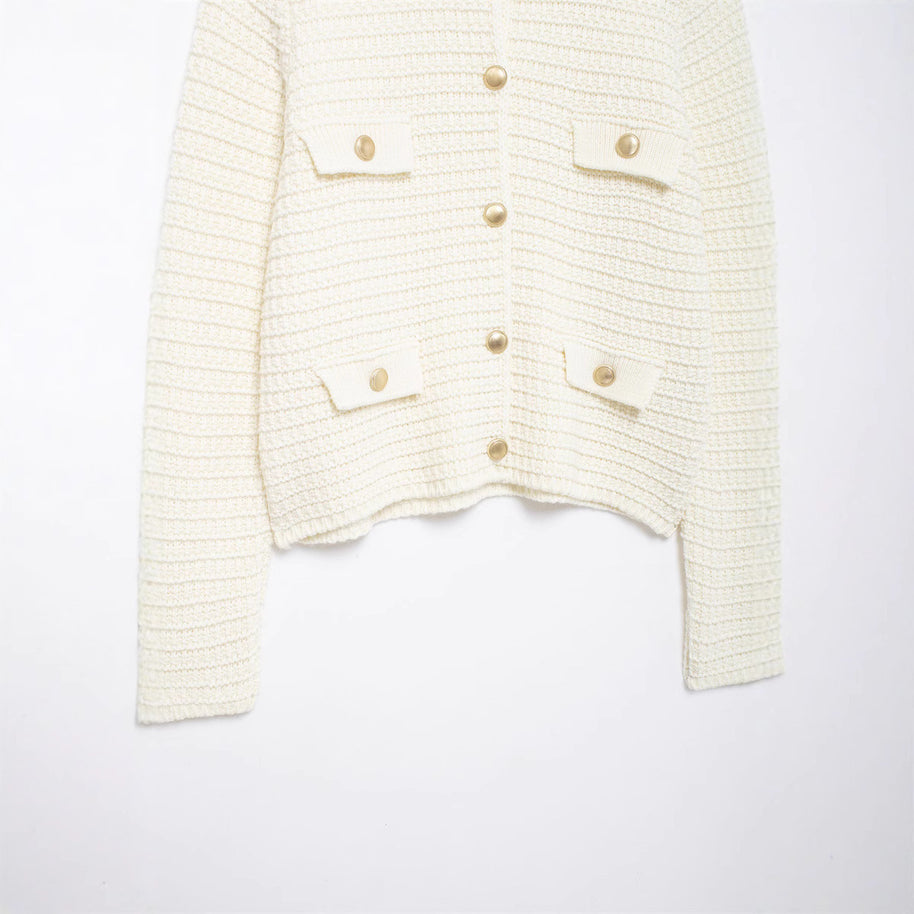 Damen Strickjacke mit Taschen und Knopfverschluss WW