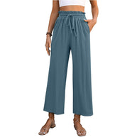 Damen Bequeme Weite Hose mit elastischem Bund und seitlichen Taschen WW