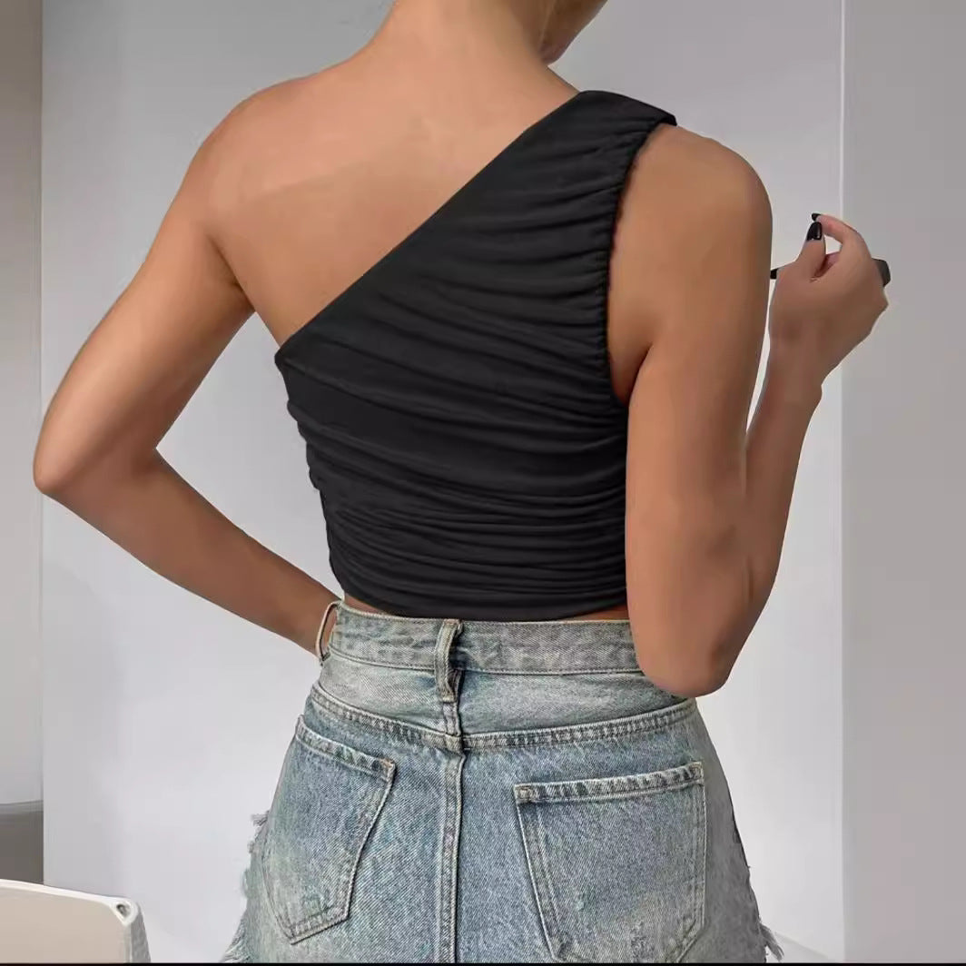 Damen Asymmetrisches Crop-Top mit Rüschendetails WW