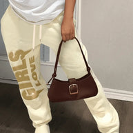 Damen bequeme Jogginghose mit motivierendem Schriftzug WW