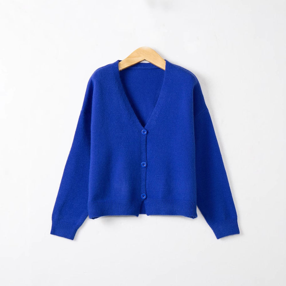 Damen Strickjacke mit V-Ausschnitt und Knopfdetails WW