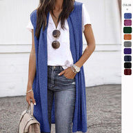 Damen offene Strickjacke mit lässigem Schnitt und langen Seitenpartien WW