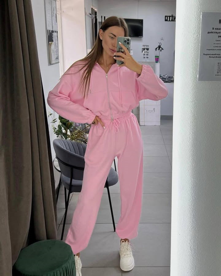Damen Sportliches Freizeit-Loungewear-Set mit Kapuze WW